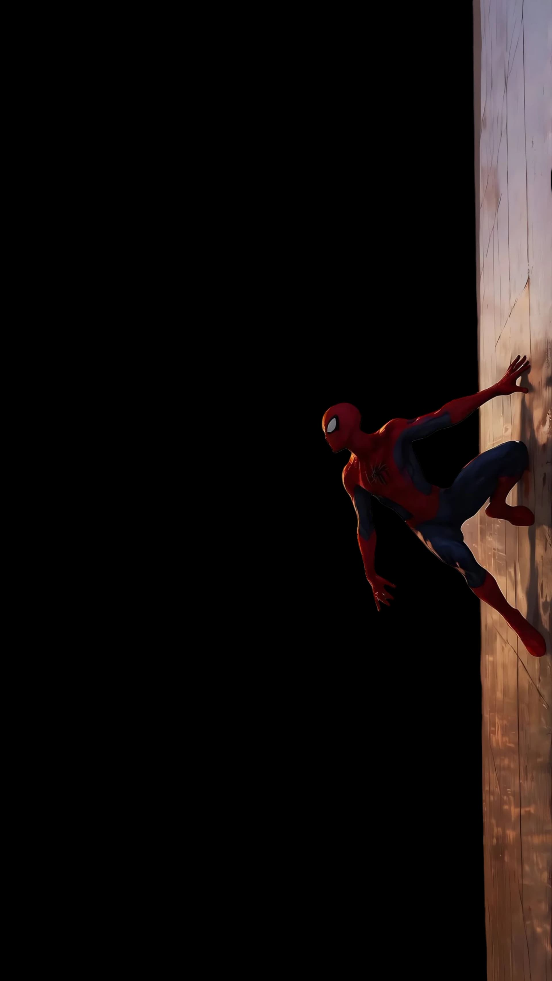 Spider-Man clinging to structure